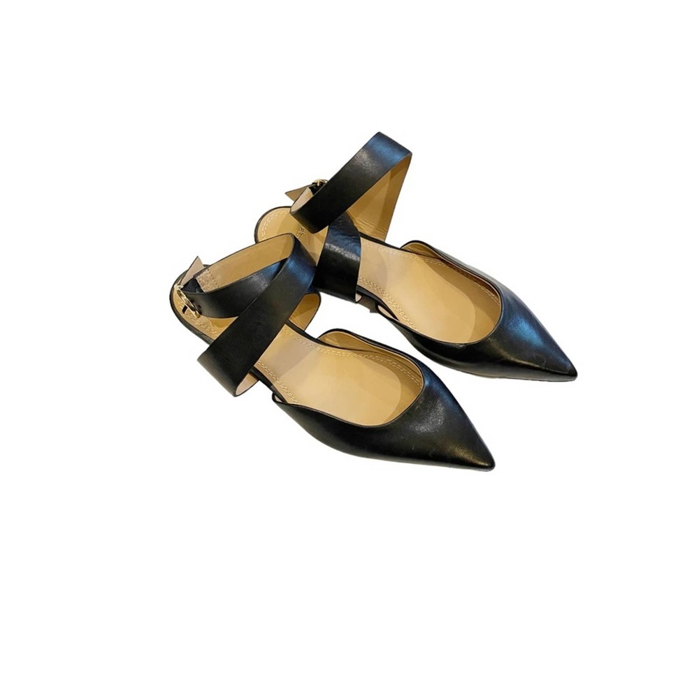 Maje Fimea Black Leather Pointed Toe Flats with Ankle Straps Size EU 38 US 8 - Picture 3 of 12